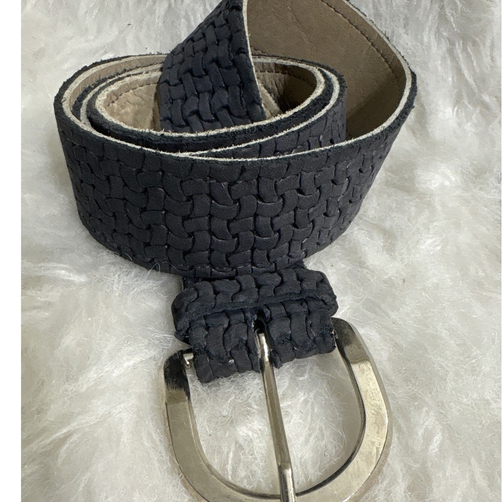 Vintage Handmade Belt 31-36 Woven Basketweave Silver Buckle Casual Boho